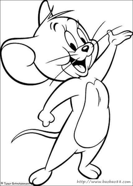猫和老鼠填色卡[45p]_卡通动漫简笔画(涂色图片)