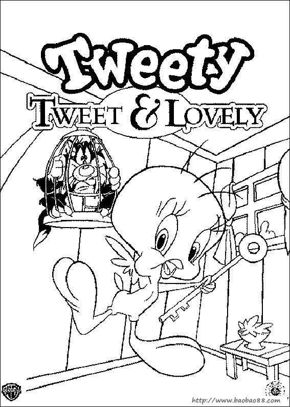 tweety_bird翠迪鸟简笔画[67p]_卡通动漫简笔画(涂色图片【宝宝吧