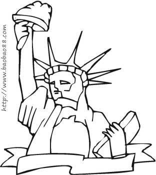 雕像简笔画[20p]; ;       monument of liberty