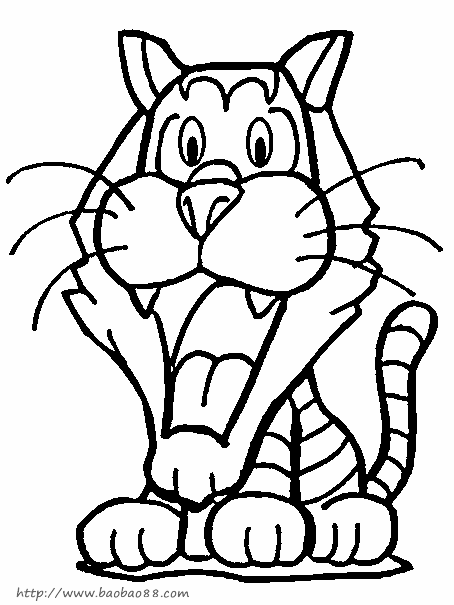 一组关于老虎的简笔画图片,也可用于填色!
