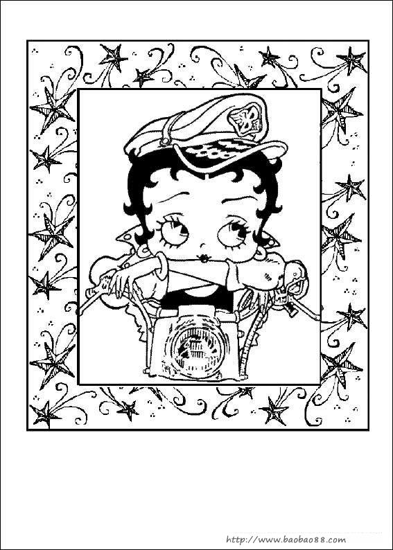 贝蒂娃娃(betty boop)填色图[10p]_卡通动漫简笔画(涂色图片)