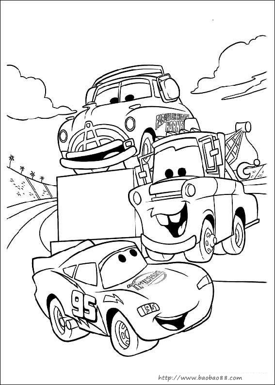 迪士尼汽车填色图[10p]_交通工具简笔画(涂色图片)