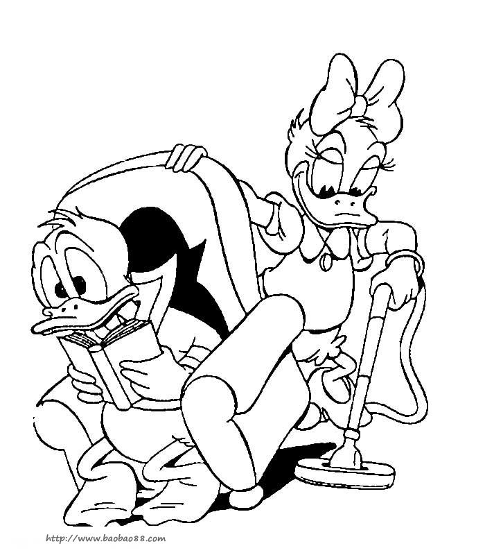 唐老鸭和黛西填色图[15p]_卡通动漫简笔画(涂色图片) - 【宝宝吧】