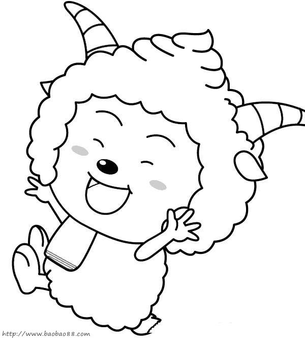 喜羊羊简笔画[16p]_卡通动漫简笔画(涂色图片) - 【吧