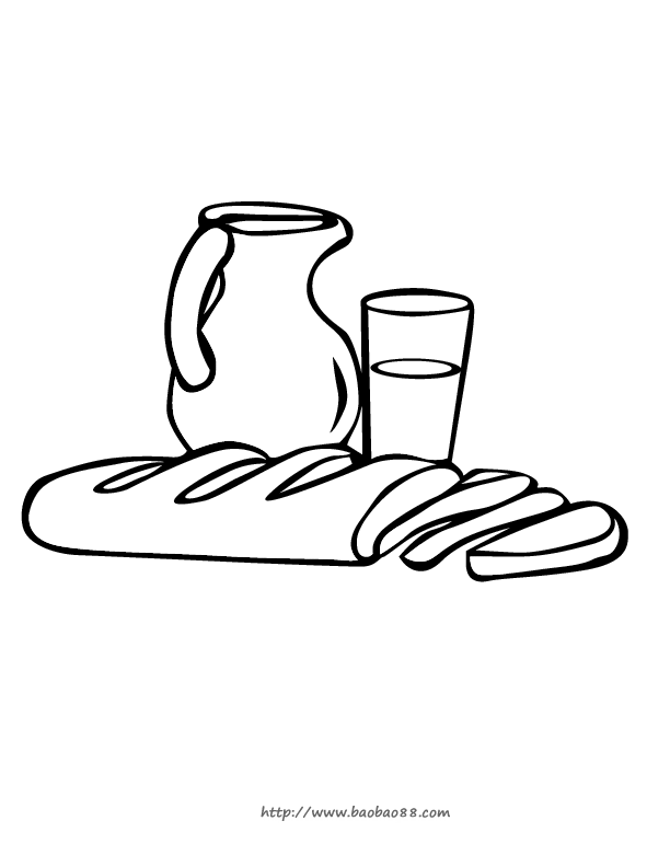 牛奶,面包简笔画9