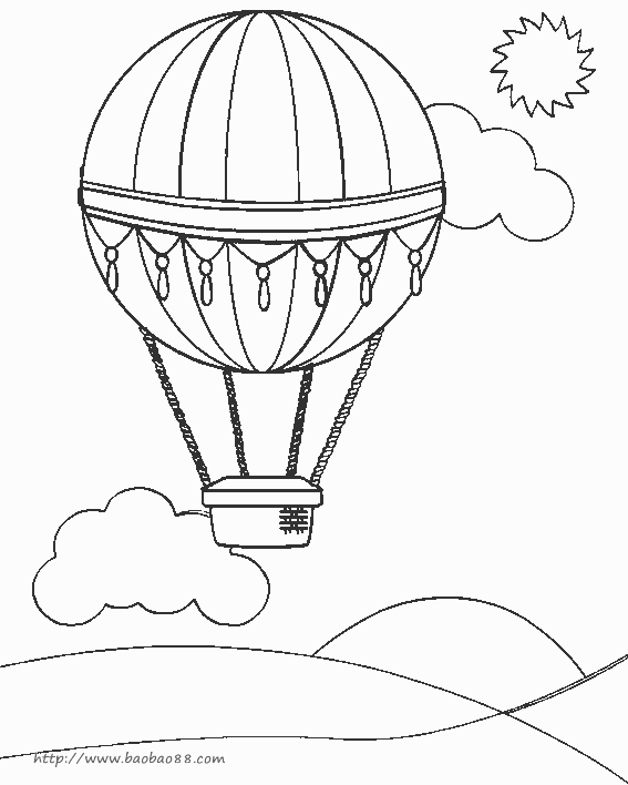 热气球简笔画[21p]_交通工具简笔画(涂色图片)