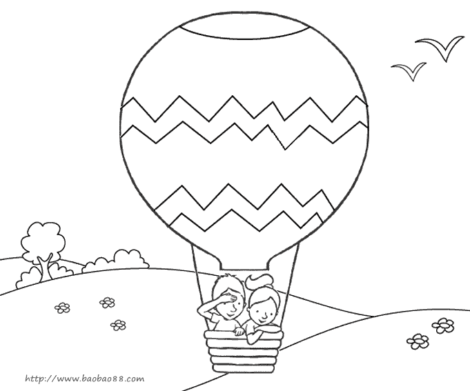 热气球简笔画[21p]_交通工具简笔画(涂色图片)