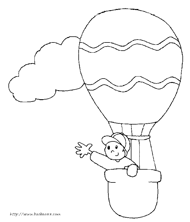 乘坐热气球简笔画